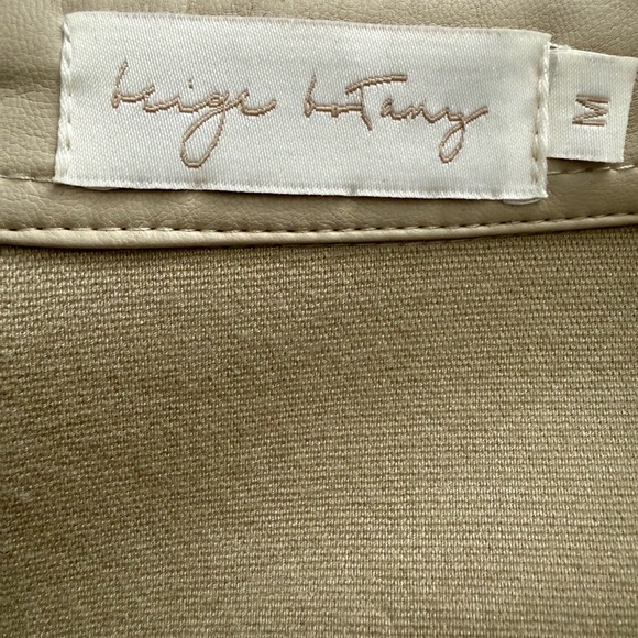 Beige Botany Light Tan Belted Faux Leather Jacket/Shacket - Size Medium - Picture 3 of 4